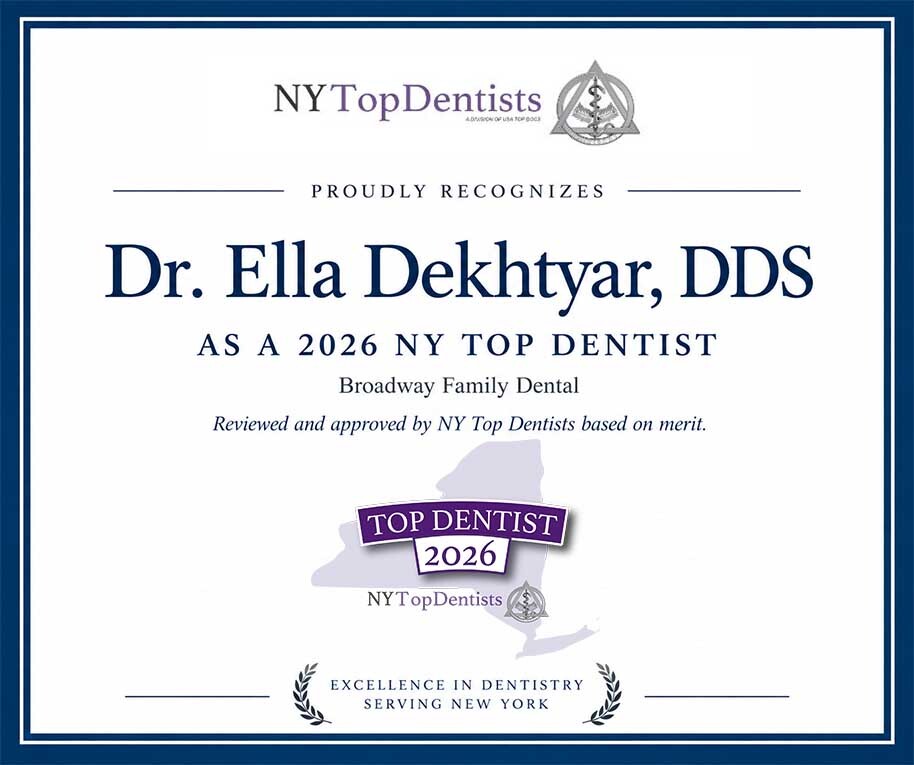 Dr. Ella Dekhtyar 2026 NYy Top Dentist Broadway Family Dental